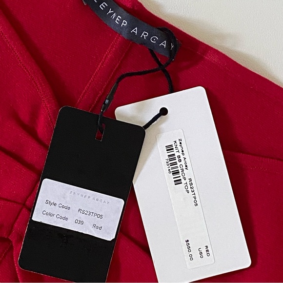 Zeynep Arcay red knit cropped top NWT Sz US4 - Picture 10 of 12